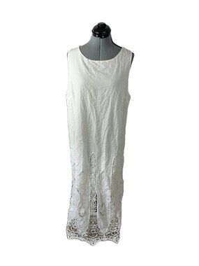 Le Kate Slip Dress w Lace Hem Cottage Fairy Coquette XL Light Cream